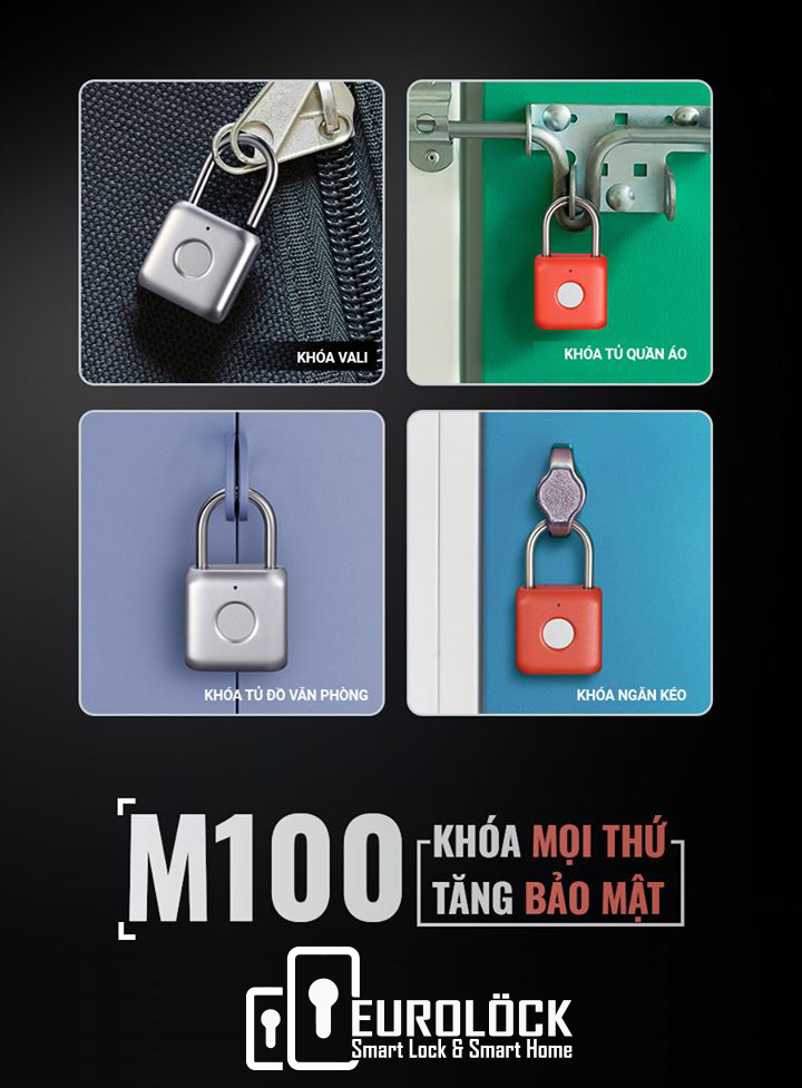 Khóa móc bấm mở bằng vân tay cao cấp của Eurolock